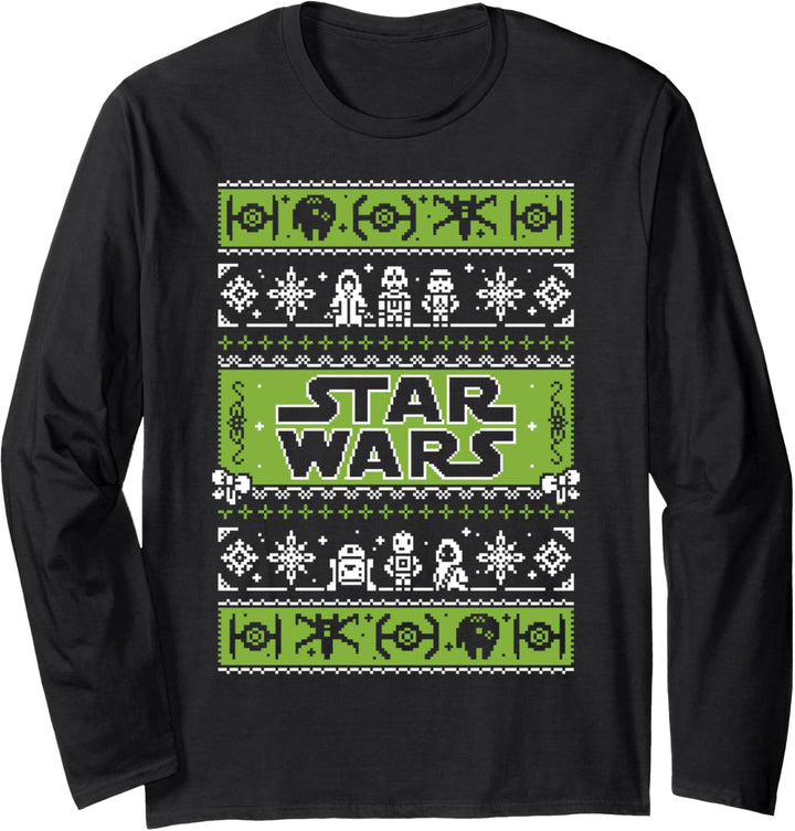 Star Wars Pixelated Holiday Pattern Langarmshirt