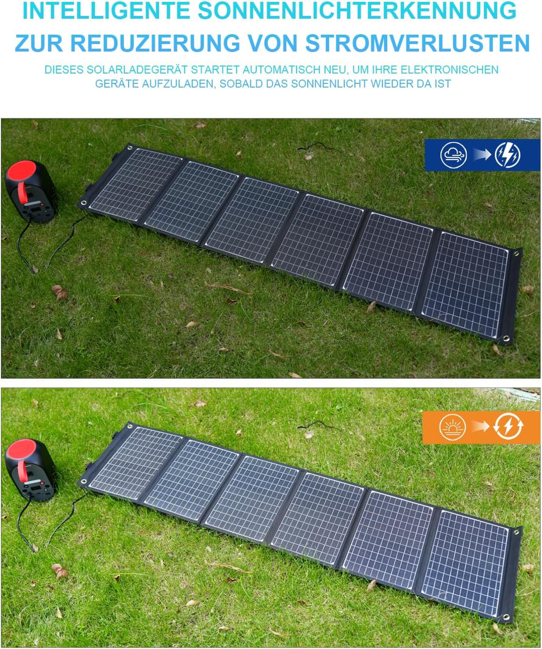 ELECAENTA 60W Faltbar Solar Ladegerät Tragbarer ETFE Monokristallinem Solarpanel USB-C PD45W USB QC3