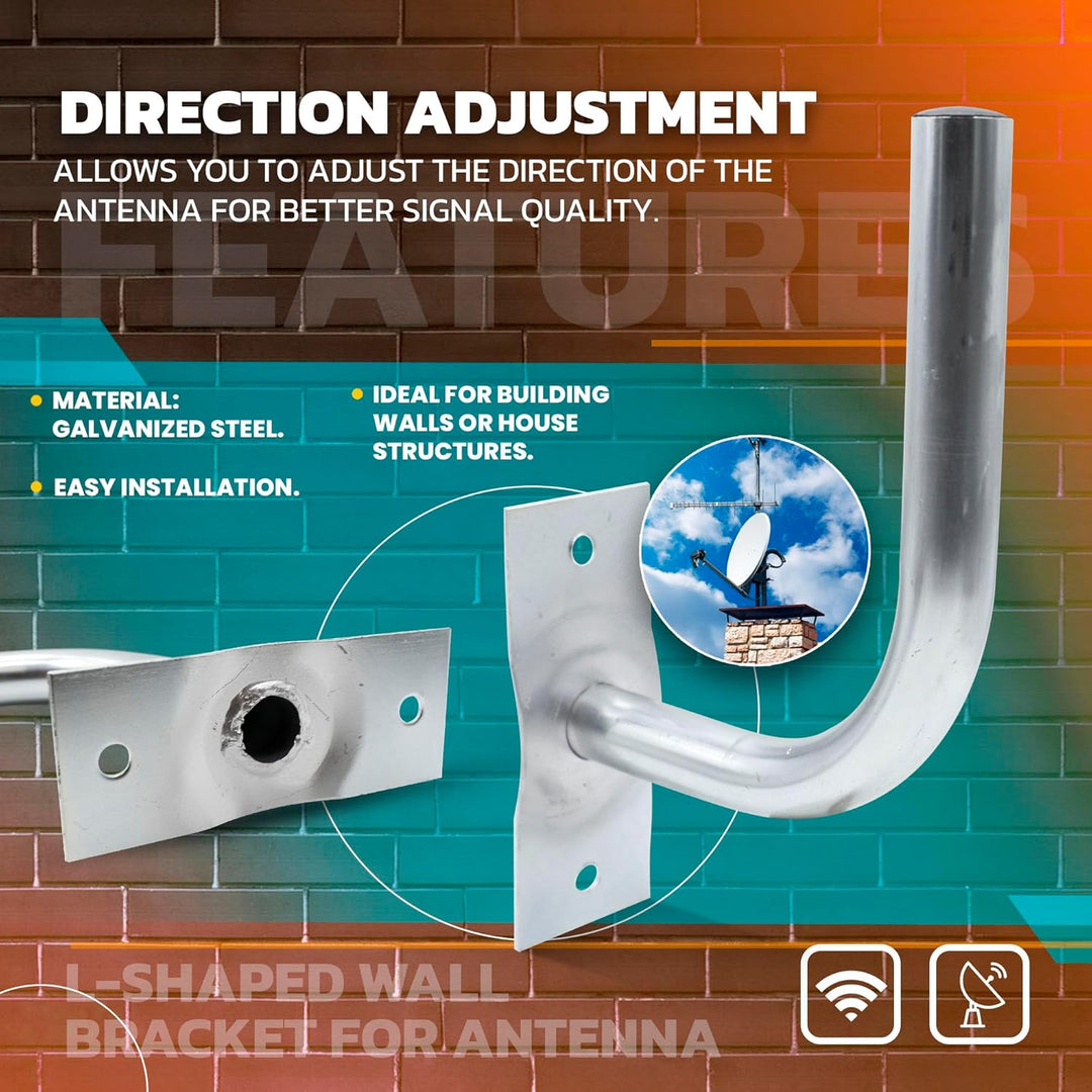 DOJA Barcelona | Wand SAT Halterung | Packung 1 | L-förmiger Wand Antennenmast | Ø 25mm | 20 X 17cm