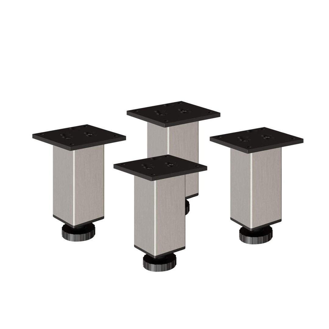Sossai Exklusiv Möbelfüsse E4MF, höhenverstellbares 4er Set, Höhe: 120 mm, INOX, aus Aluminium 45 x