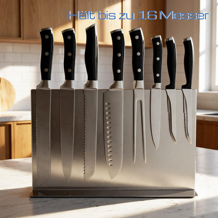 ENOKING Grosser Messerblock magnetischer ohne Messer, 35 cm Silber Messerhalter Magnetisch aus 304 E