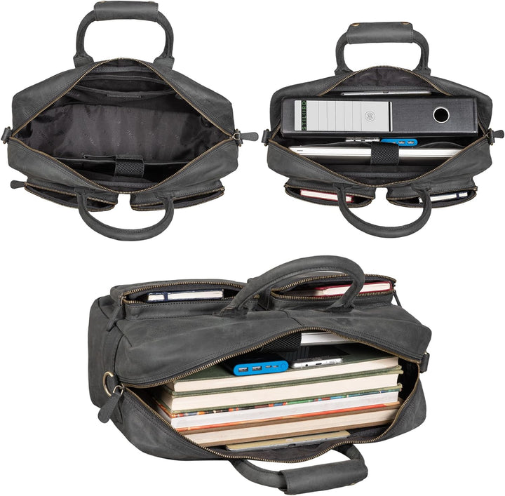 STILORD 'Henri' Bürotasche Leder 15,6 Zoll Vintage Laptop Aktentasche Businesstasche Umhängetasche L