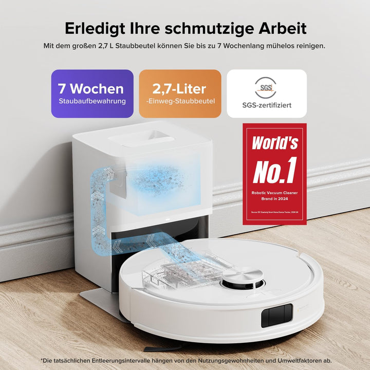 roborock Q10 S5+ Saugroboter mit Wischfunktion, 10.000 Pa HyperForce Saugkraft, Dual Anti-Tangle Sys