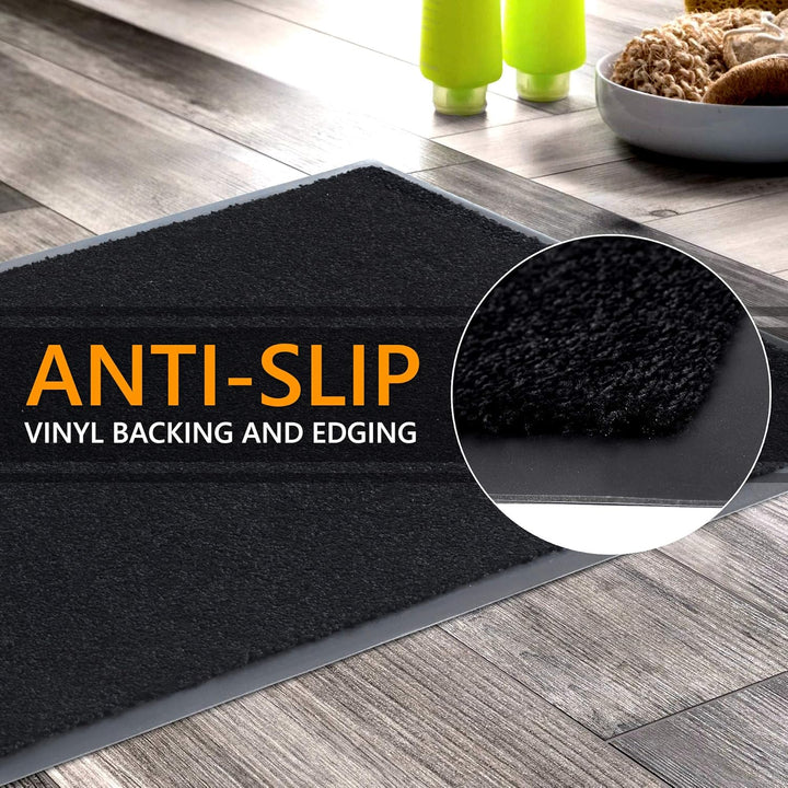 GadHome Fussmatte Schwarz 90x150 cm|Eingangstürmatte wasserdicht waschbar strapazierfähiger Schmutzf