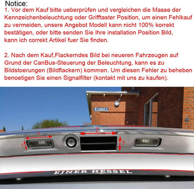 1280 * 720 Pixels Auto Rückfahrkamera Einparkkamera Kamera Einparkhilfe Farbkamera Wasserdicht für F