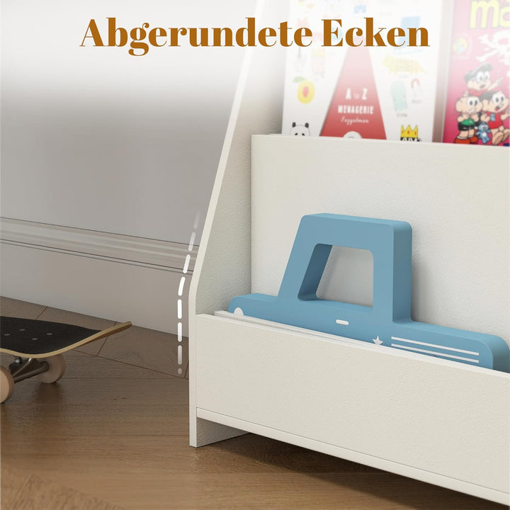 4 Tier Bücherregal Kinder Montessori Kinderregal 88cm Höhe, Kinderzimmer Spielzeug Aufbewahrung Büch