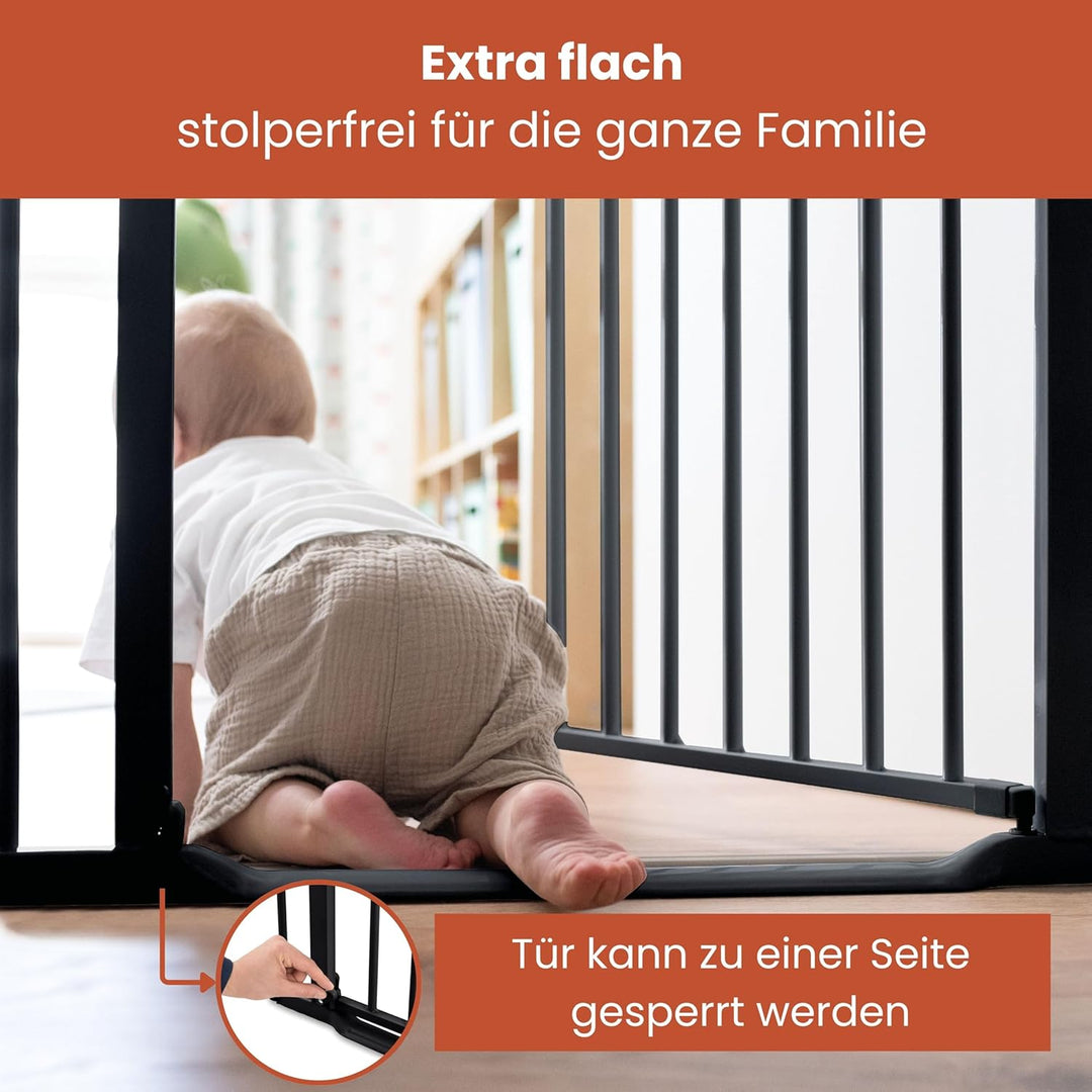Hauck Treppenschutzgitter Türschutzgitter Clear Step 2, für Breiten 75-80 cm, Ultra Flache Schwelle,