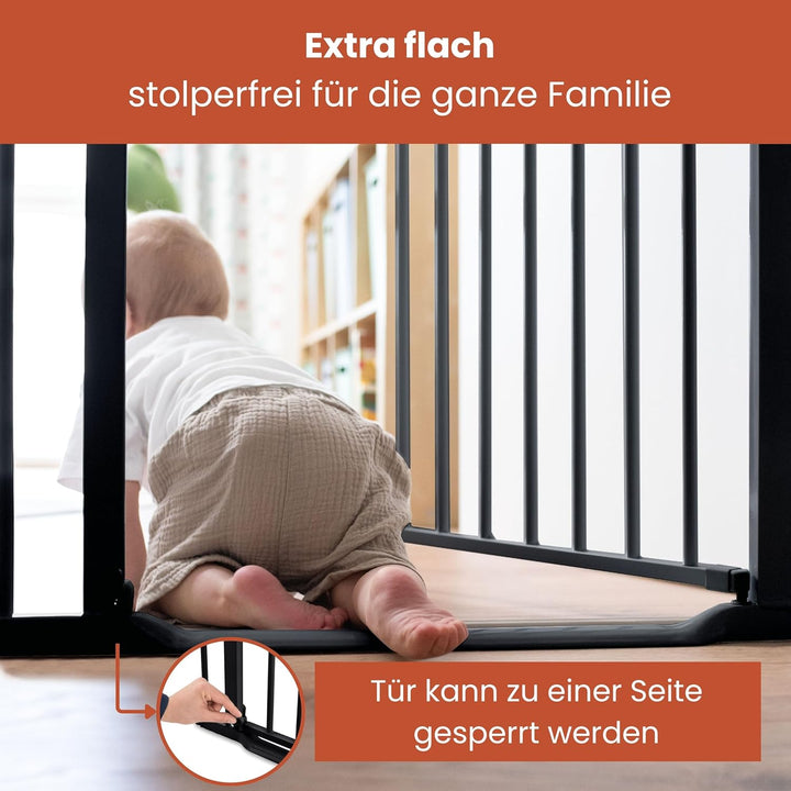 Hauck Treppenschutzgitter Türschutzgitter Clear Step 2, für Breiten 75-80 cm, Ultra Flache Schwelle,