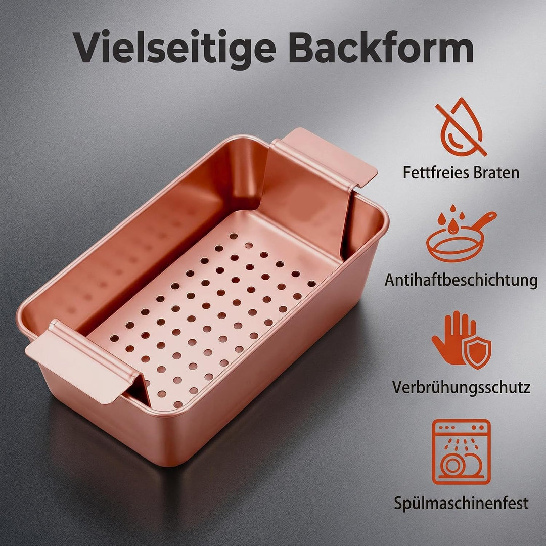 Brotbackform mit herausnehmbarem Einsatz, Klein Brotbackform aus Carbonstahl,25x14.5x17.5cm Rosa Kas
