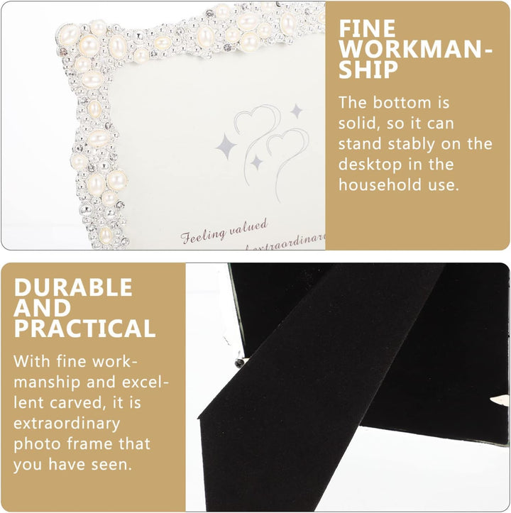 Homoyoyo Bilderrahmen mit Perlen Hochzeitskristall Bildrahmen Desktop Photo Frame Tabletop Display R