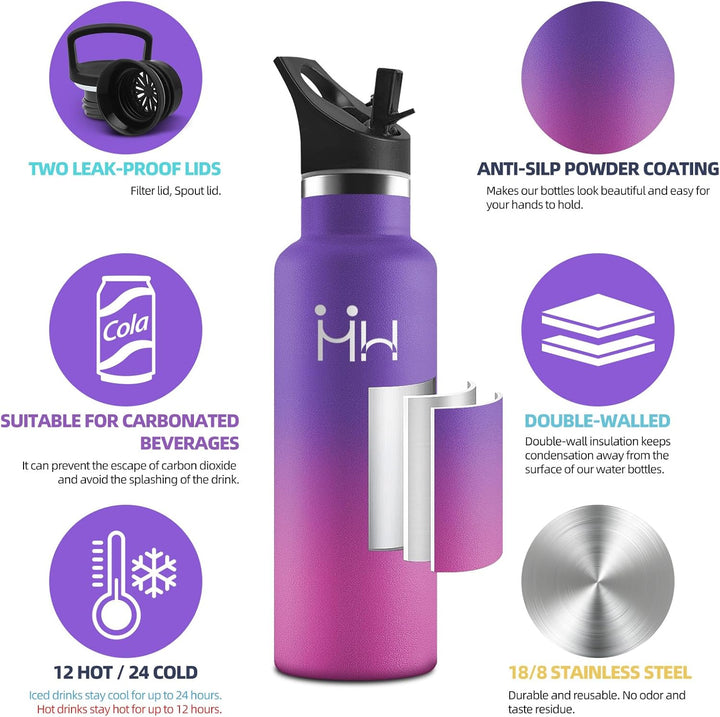 HoneyHolly Thermosflasche, 500ML BPA-Frei, Trinkflasche Edelstahl, Auslaufsichere Isolierflasche Dop