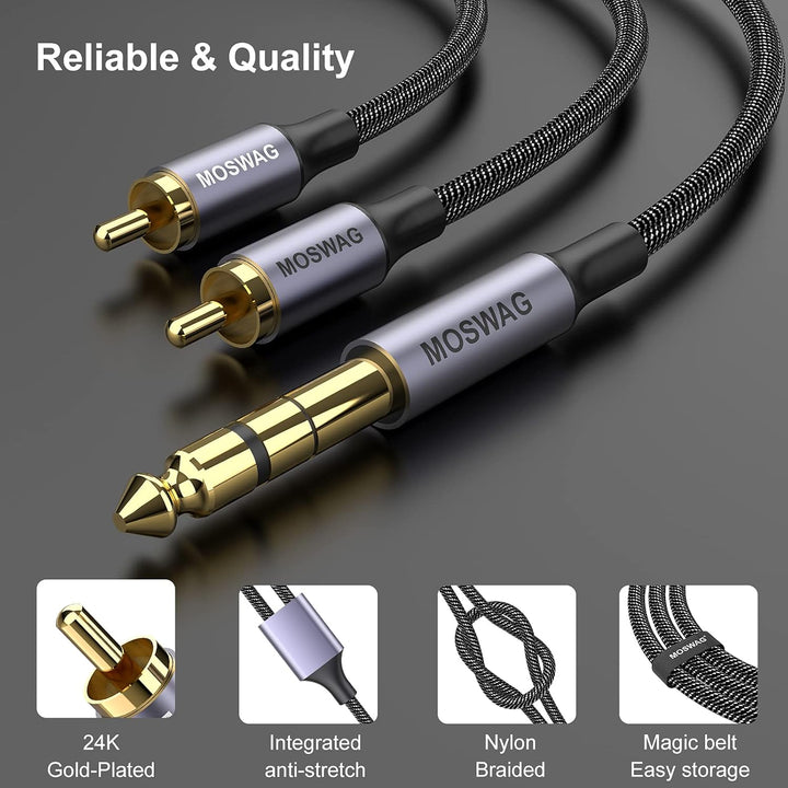 MOSWAG 6.35mm 1/4" TRS to Dual RCA Audio Cable, 6,35mm 1/4'' Männlich zu 2 RCA Männlich Stereo Audio