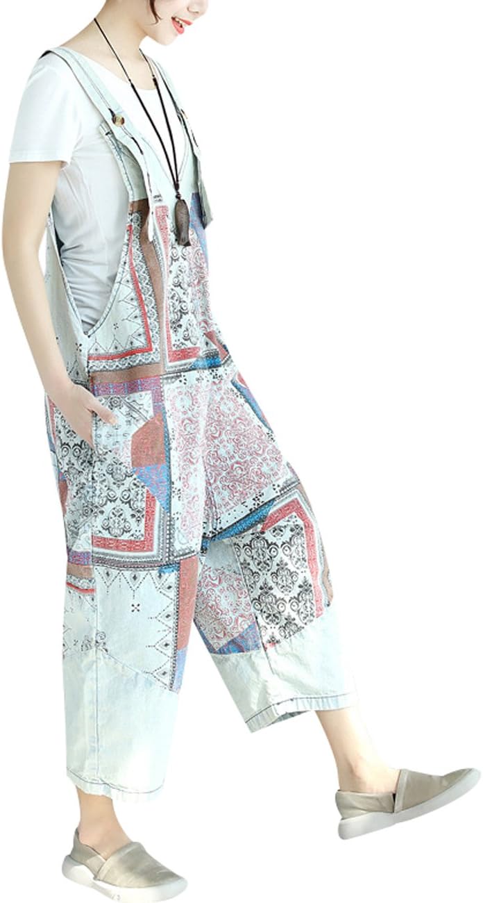 Youlee Damen Breites Bein Hose Denim Latzhose Overall Hosen Stil 19 Weiss, Stil 19 Weiss