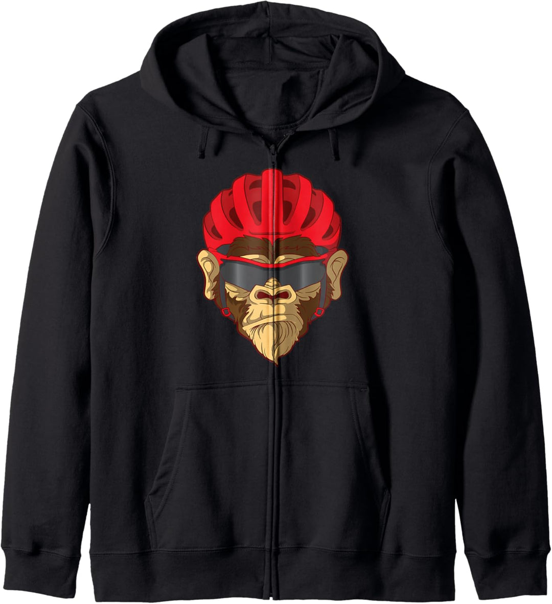 Affe trägt einen Fahrradhelm und ein Sonnenbrillengeschenk Kapuzenjacke