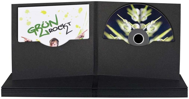 CD Hülle mit 2 Schlitzen, schwarz, Karton - 10er Pack