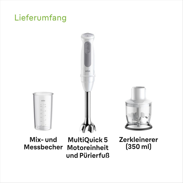 Braun Stabmixer MultiQuick 5 MQ50201M, PowerBell Plus Technologie, 21 Geschwindigkeitsstufen+Turbo,