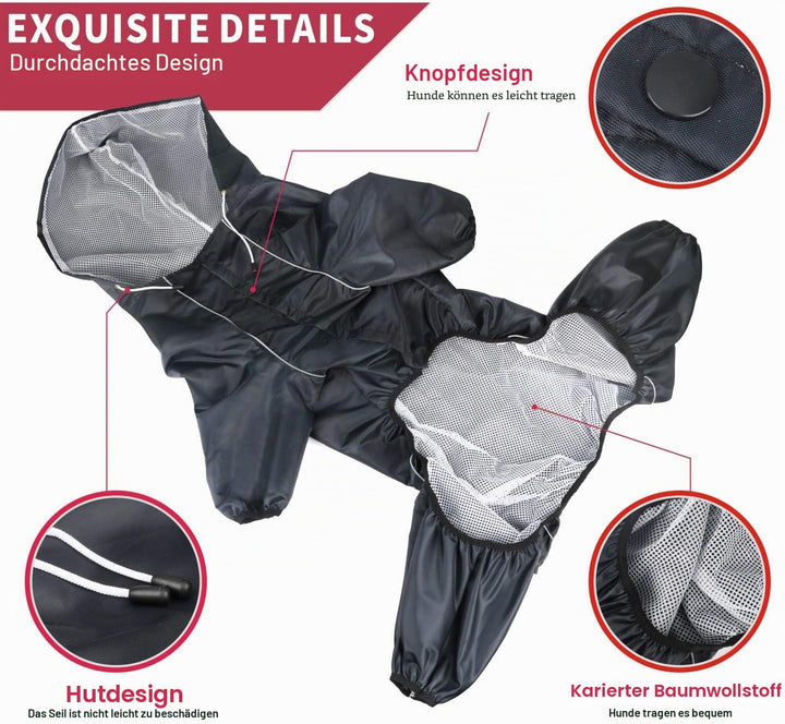 Idepet Regenmantel für Hunde, wasserdicht Winddicht mit Kapuze für kleine und mittelgrosse Hunde 4XL