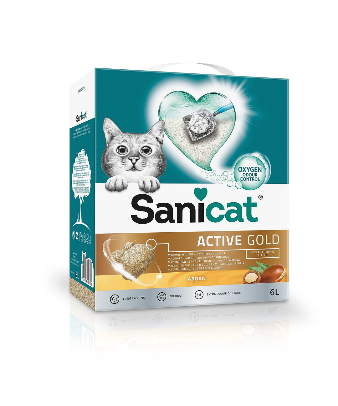 Sanicat – Klumpstreu Active Gold mit Arganduft | Hergestellt aus natürlichen Mineralien mit garantie