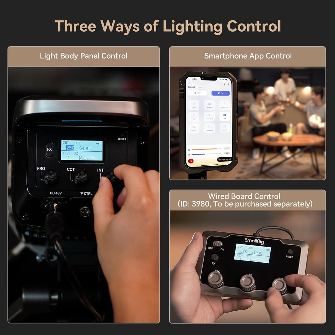 SMALLRIG RC 350D 350W COB LED Video Light, Daylight 149,000 Lux bei 1m CRI 95+ TLCI 96+ 5600K Studio