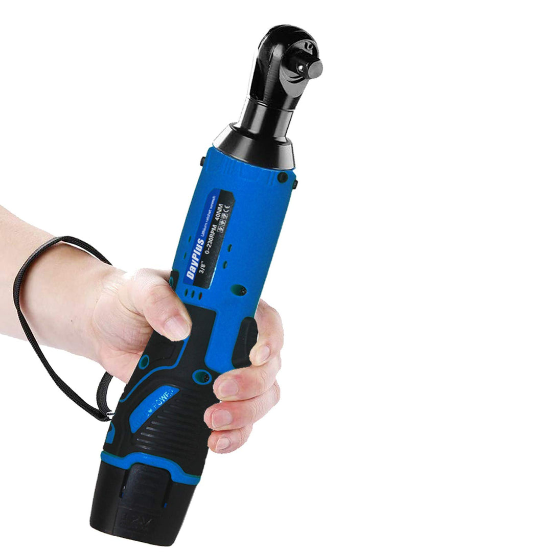 Akku Ratschenschlüssel mit 2 x 1500mAh Lithium Akkus, Elektrische Ratschenschlüssel Set - 40Nm, 12V,
