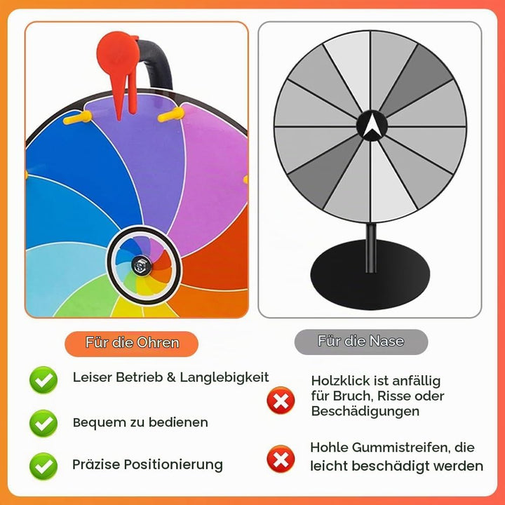 Glücksrad zum Drehen, TGKYK 30cm Glücksrad zum Selbstgestalten mit Radiergummi und Markierstift, 10