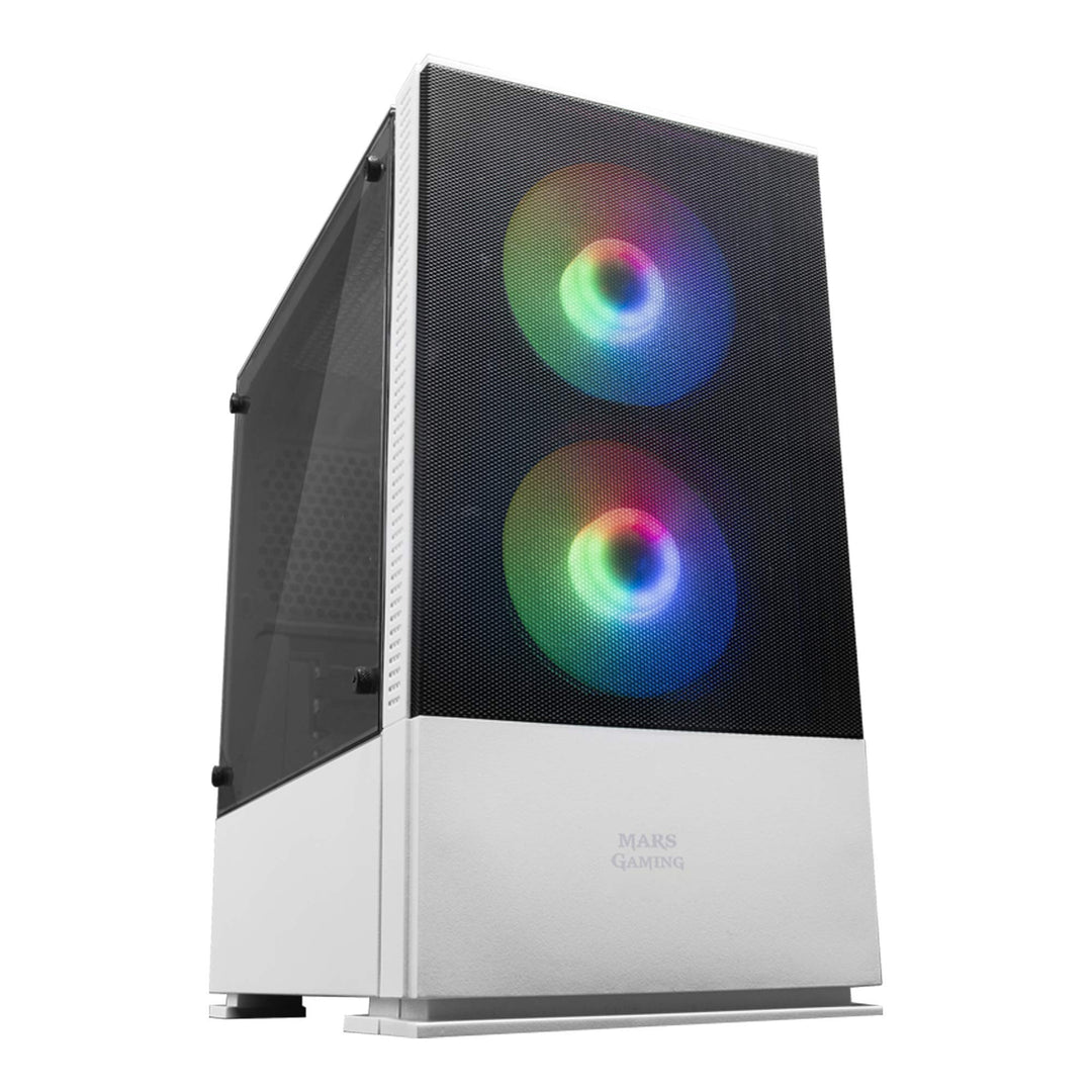 Mars Gaming MCZW, Premium-Kompakt-PC-Gehäuse, MicroATX, Panel + Front Mesh, Weiss, MCZW
