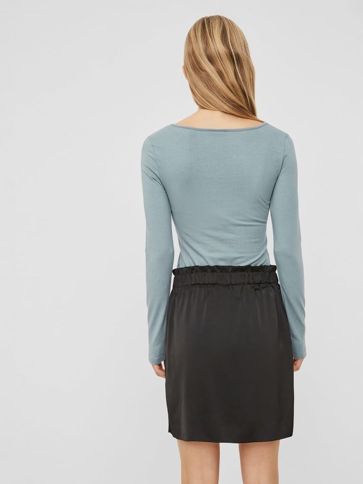 VERO MODA Damen Langarmshirts Vmmaxi My Ls Soft Uneck Ga Noos S 1x Oil Green, 1x Abyss, 1x Stormy We