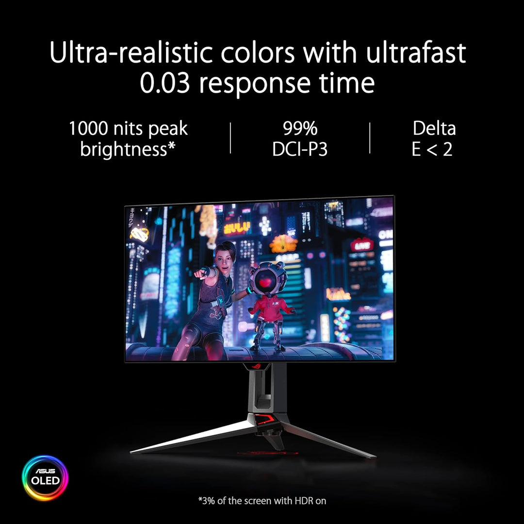 ASUS ROG Swift OLED PG27AQDM - 27 Zoll WQHD Gaming Monitor - 240 Hz, 0.03ms GtG, G-Sync, FreeSync, G
