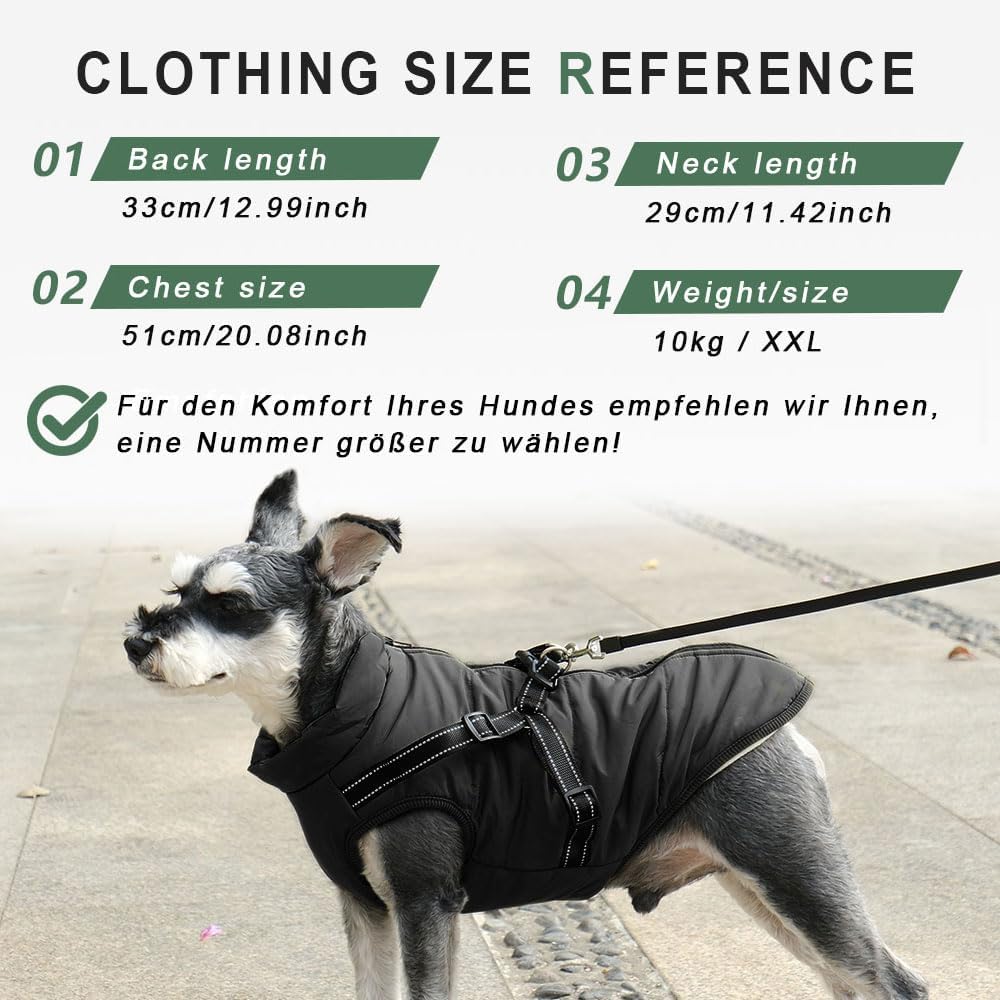 Voarge Hundejacke Winterweste Jacken, Hundemantel mit Geschirr für Kleine Hunde Hundemantel Wasserdi