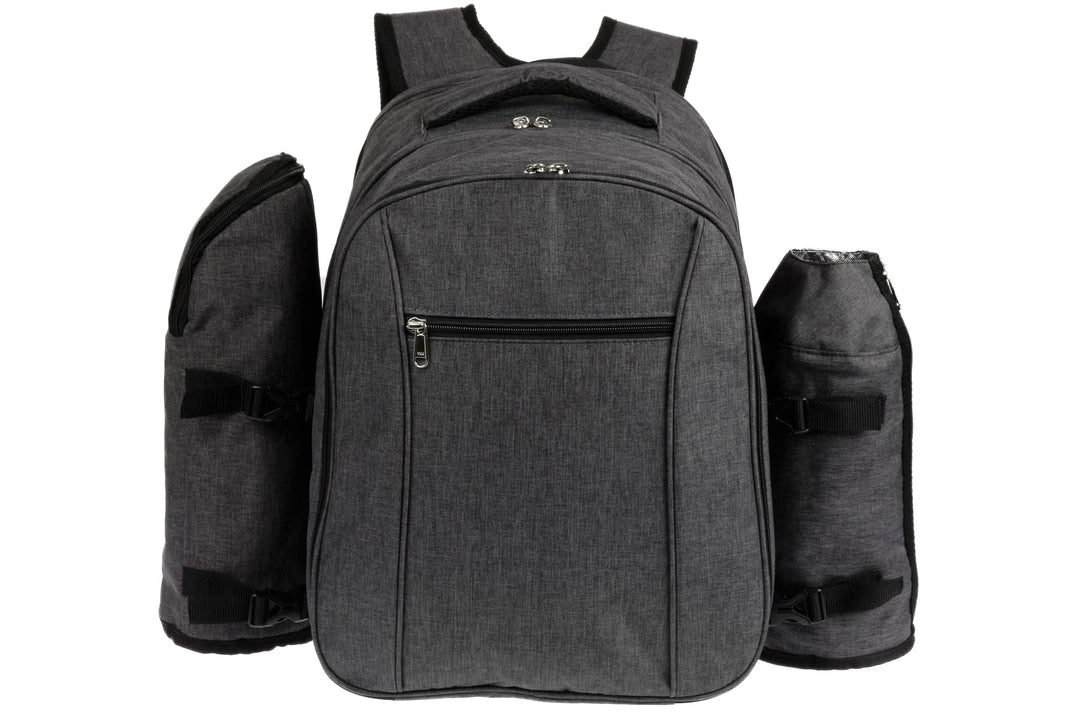HEKERS Premium Picknickrucksack mit isoliertem Kühlfach und Flaschenhaltern für 4 Personen – Strand
