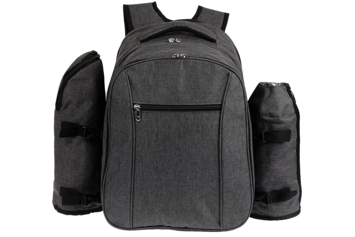 HEKERS Premium Picknickrucksack mit isoliertem Kühlfach und Flaschenhaltern für 4 Personen – Strand