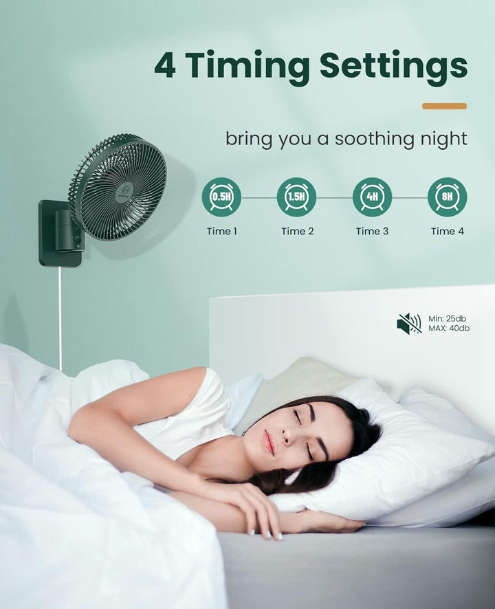 20.3 cm (8 Zoll) oszillierender Wandventilator mit Fernbedienung, Timer und 4 Geschwindigkeitseinste