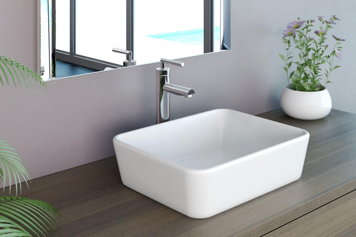 NEG Waschbecken Uno32A (eckig) Aufsatz-Waschschale/Waschtisch (weiss) mit schmalem Rand und Nano-Bes