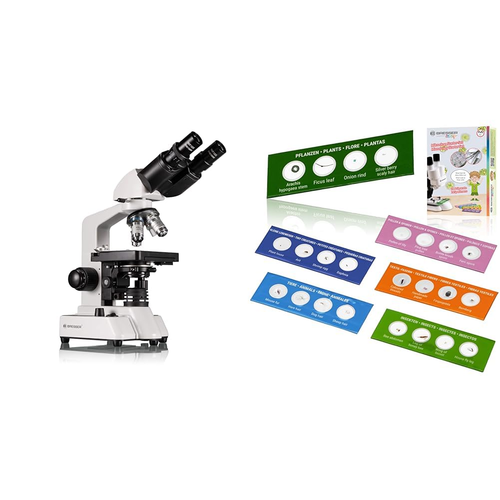 Bresser Bino 40x-1000x Vergrösserung für gehobene Ansprüche & Junior Mikroskop Experimentier-Set mit