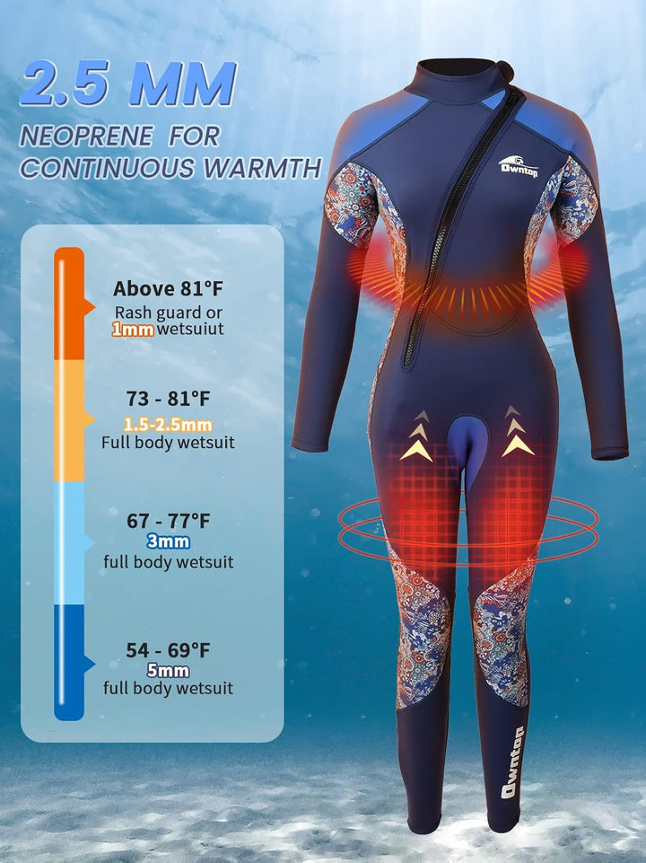 PROTAURI Neoprenanzug Damen 3MM Lang Neopren Reissverschluss Tauchanzug Warm Thermo Halten Ultra Str
