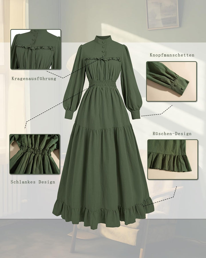 CR ROLECOS Viktorianisches Kleid Gothic Mittelalter Vintage Edwardianisches Kleid Damen Karneval Fre