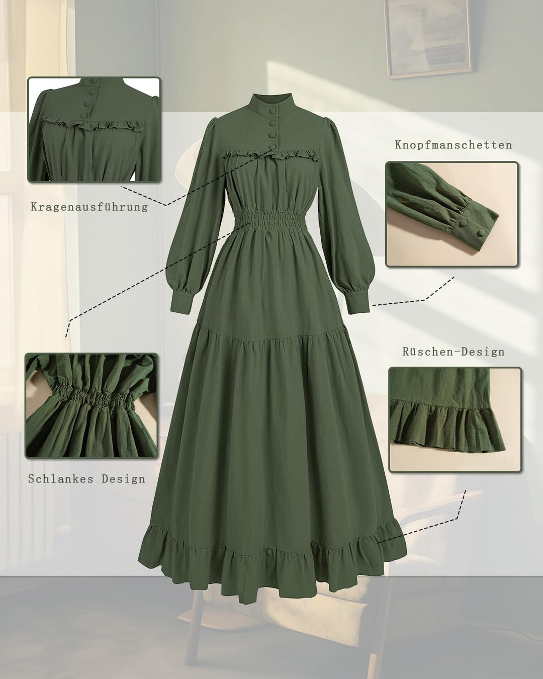 CR ROLECOS Viktorianisches Kleid Gothic Mittelalter Vintage Edwardianisches Kleid Damen Karneval Fre