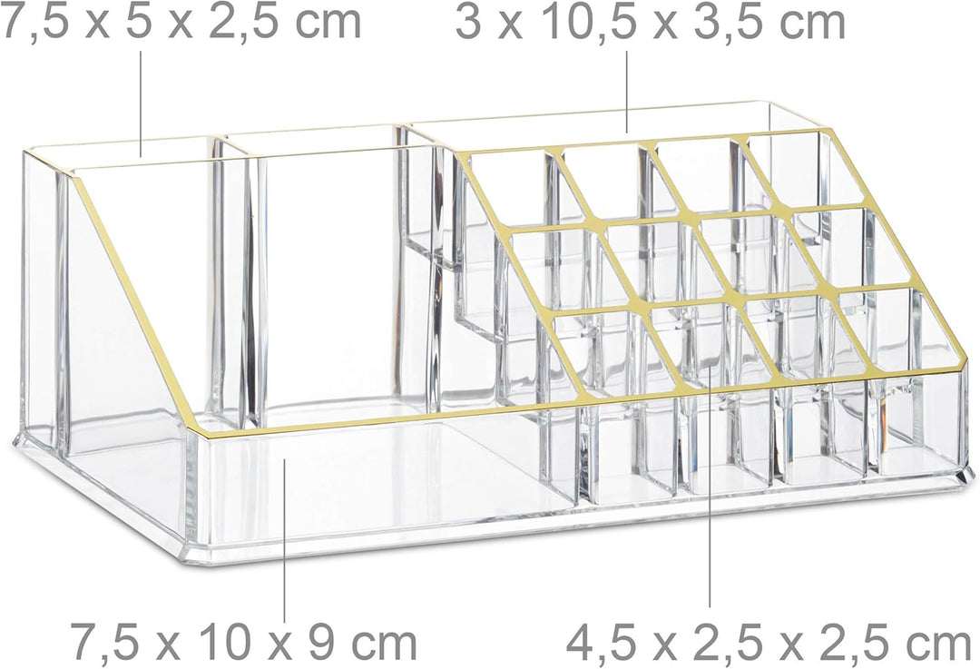 Relaxdays 1 x Kosmetikorganizer mit 6 Schubladen, 22 Fächer Make Up Organizer, Schmink-Aufbewahrung