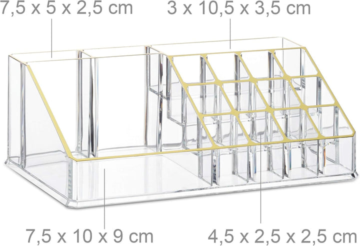 Relaxdays 1 x Kosmetikorganizer mit 6 Schubladen, 22 Fächer Make Up Organizer, Schmink-Aufbewahrung