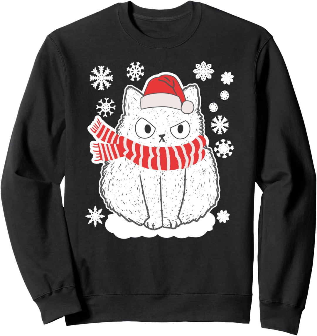 Süsse weisse Katze Xmas Weihnachten Weihnachtsoutfit Sweatshirt