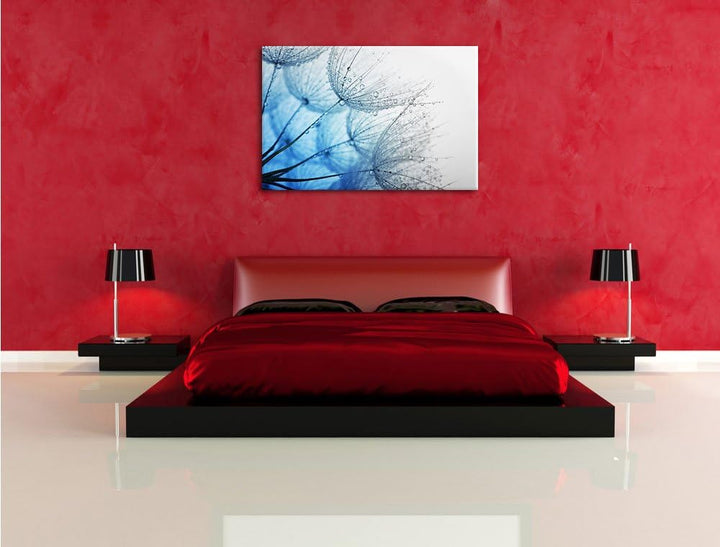 Pixxprint Tropfen bedeckte Pusteblumen/Format: 100x70cm / Leinwandbild fertig bespannt Wandbild Kuns