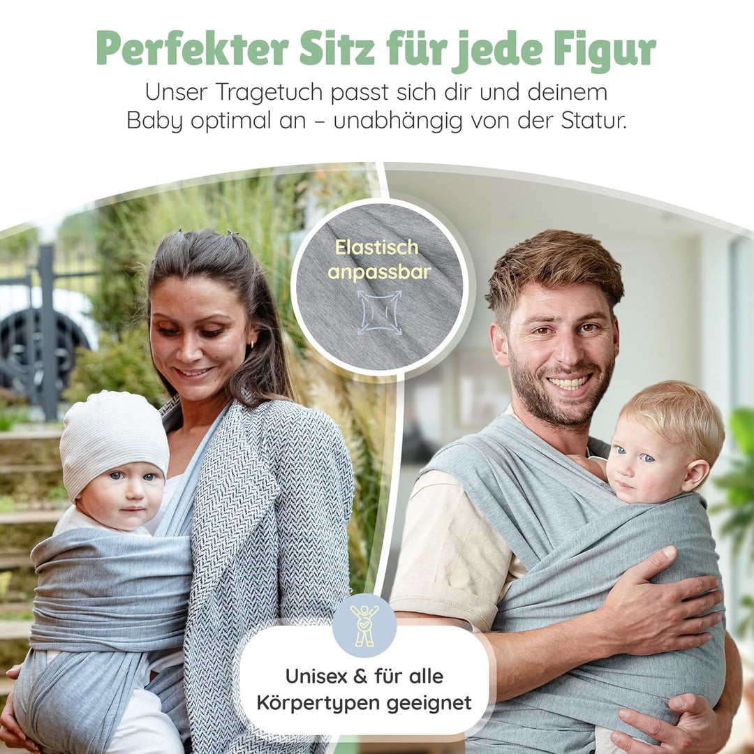Tragetuch Neugeborene - Elastisches Baby Trage-Tuch ab Geburt, Atmungsaktive & ergonomische Koala-Ba