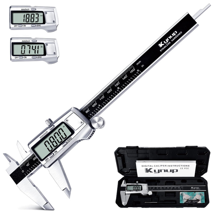 Kynup Digital Messschieber, 150 mm Schieblehre Digital Edelstahl, Elektronik Digitaler Messschieber