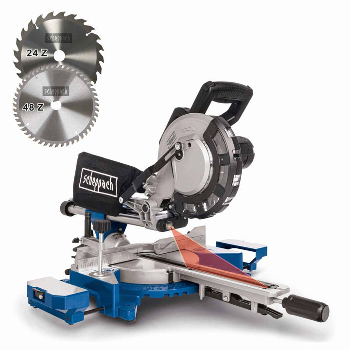 Scheppach Kappzugsäge HM216 Kappsäge Gehrungssäge mit Laser | Sägeblatt Ø 216mm | 2000W Leistung | D