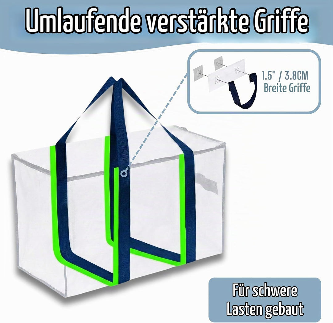 VENO 6-er Pack extra grosse Reisetaschen mit Reissverschlüssen, strapazierfähig, Umzugsbox-Alternati