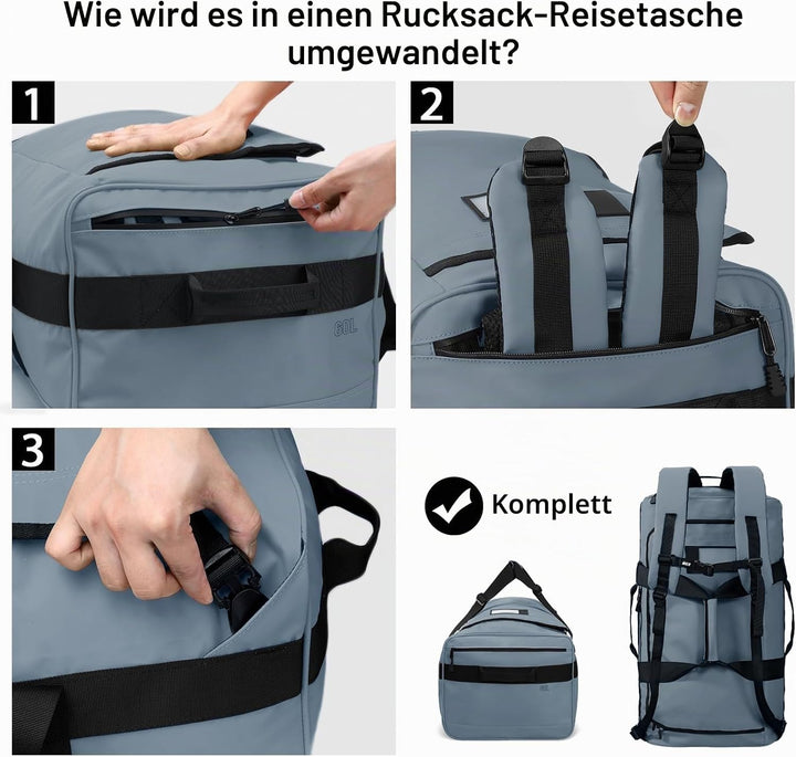 MIER Sporttasche Herren Wasserresistente Reisetasche 40L gross Heavy Duty Convertible Sportrucksack