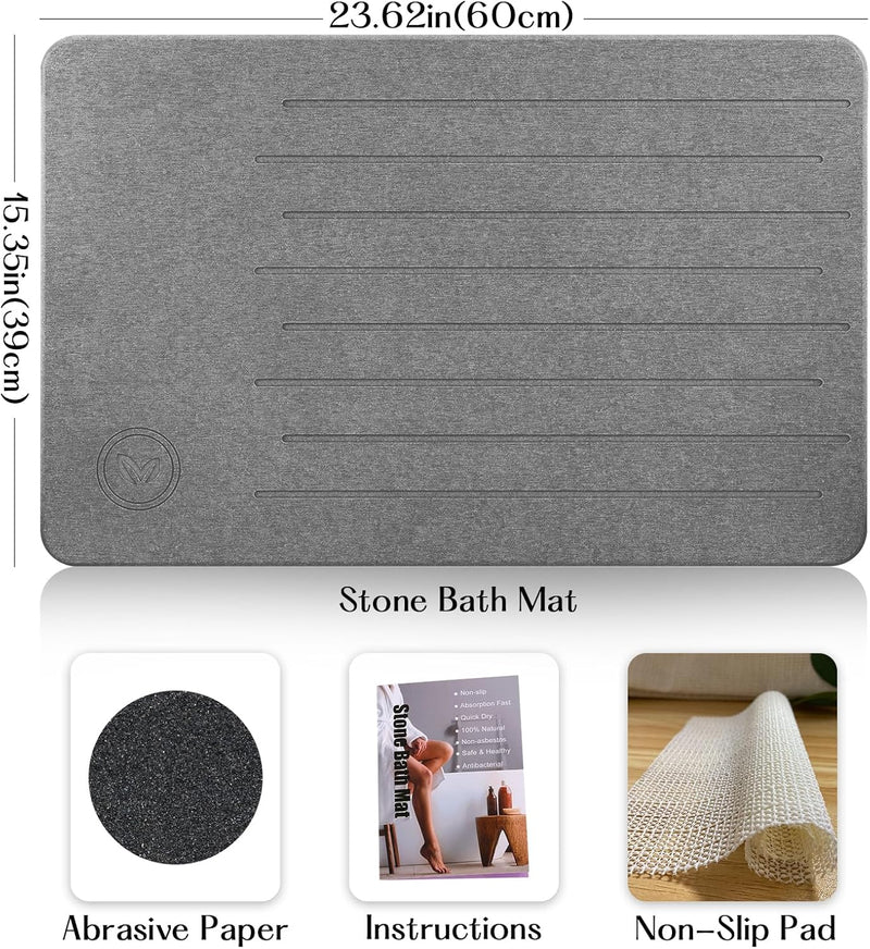 Amilutuo Badematte Stein, Diatomite Stone Bath Mat, rutschfeste Stein Badematte, Badematte Stein Sch