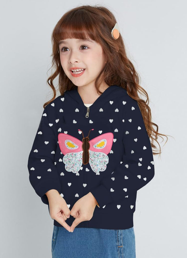 EULLA Kinder Mädchen Zip Up Hoodie Sweatjacke Kapuzenjacke Kapuzenpullover Langarm Baumwolle Einhorn