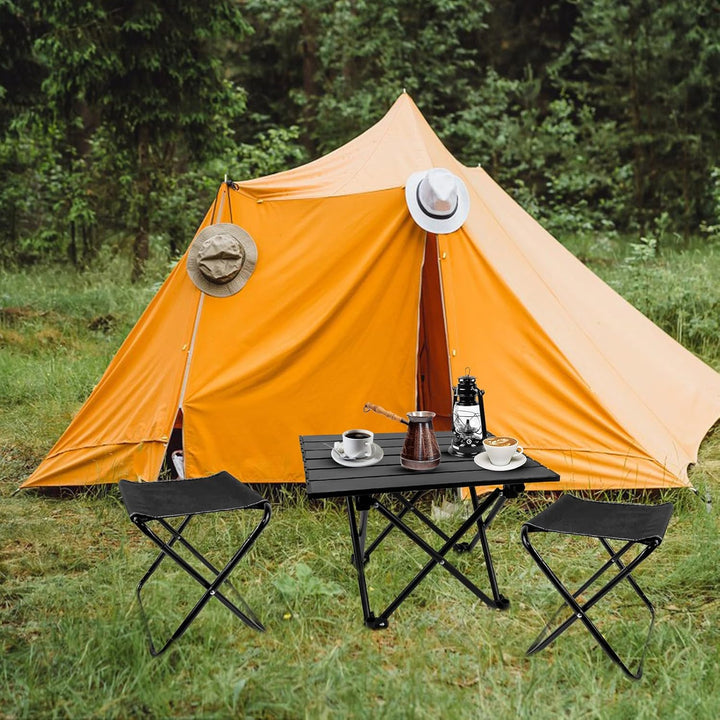 Klappbarer Campingtisch mit Stühlen Leichter Picknicktisch und 2 Stühle für Strand Wandern Reisen An