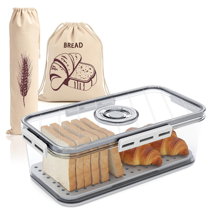 Mittimiya Kunststoff Transparent Brotkasten, Versiegelt Brotbox mit Zeitaufzeichnung, Brotaufbewahru